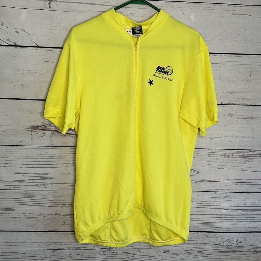 Canari Mens Yellow Quarter Zip Short Sleeve Cycling Jersey‎ Shirt Size XL
